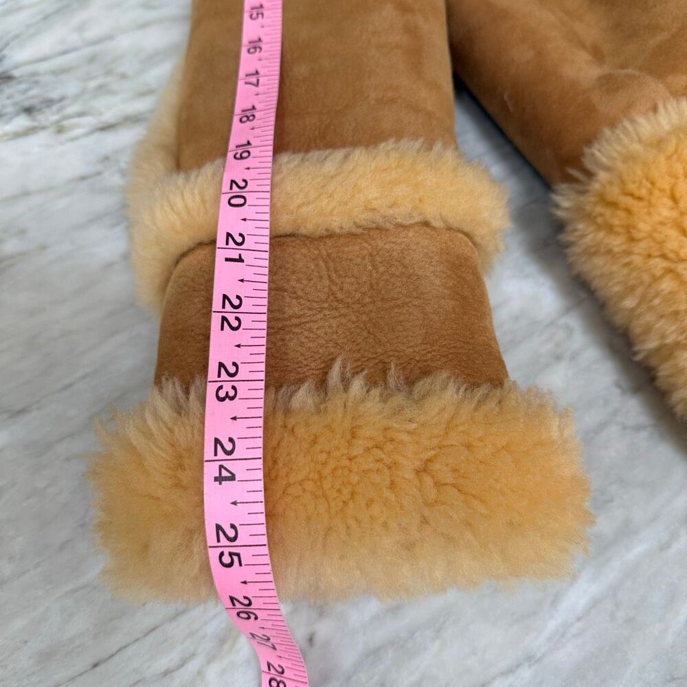 Coach Sheepskin Fur Coat in honey double-breasted plush shearling trim size M - Picture 12 of 13